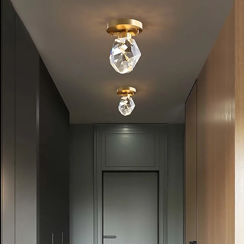 

Nordic Light Luxury Crystal Ceiling Light Creative K9 Pendant Entrance Corridor Ceiling Light Room Hotel Bedroom Pendant Lights
