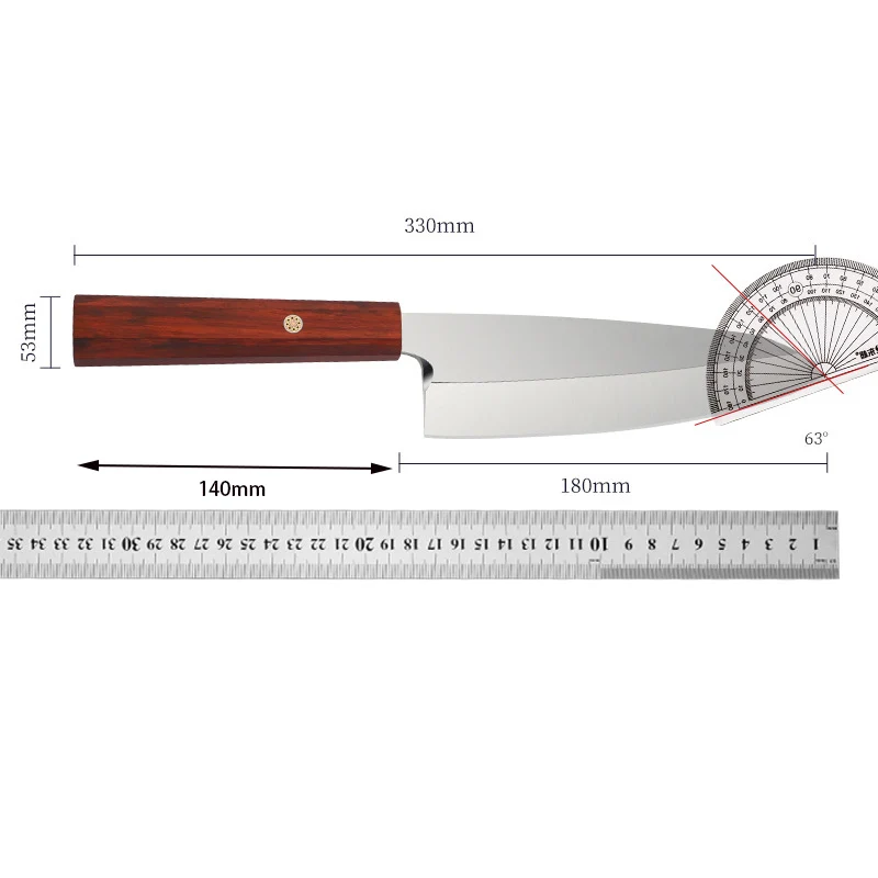 7 Inch Deba Knife Single-edged Blade 8Cr18MoV Steel Blade Sharp Chef Cleaver Sashimi Slicing Sushi Fish Chopper Kitchen Knives