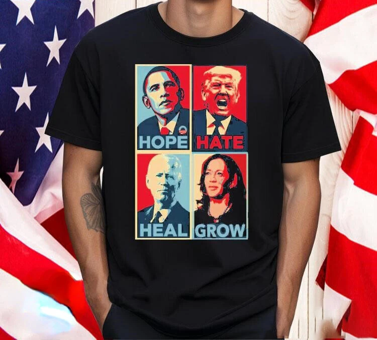 Hope Hate Heal Grow Shirt,Kamala Harris 2024 for President T-shirt New Style Hot Sale Summer Printed T-shirt Tops Unisex Unisex