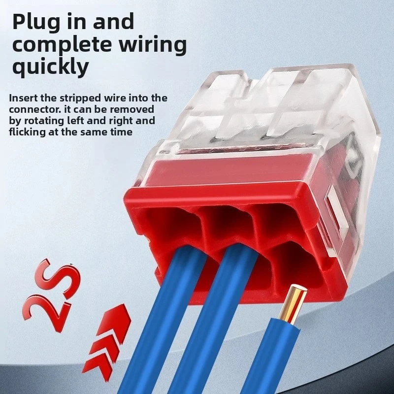 For Electrical Quick Connect Push-In Terminal Block 134PCS, EU Series 2/3/4 Port DIN Rail Splice Connector
