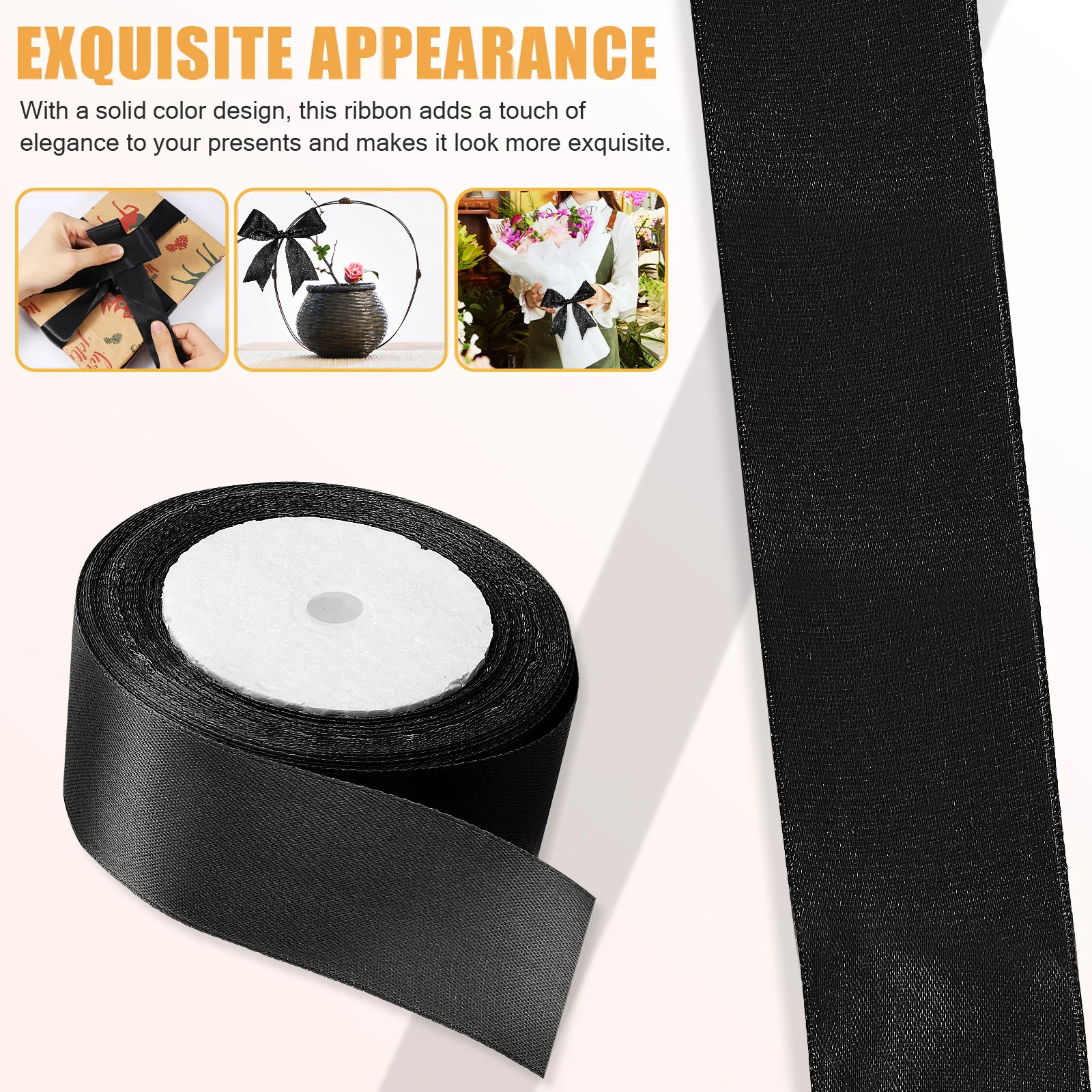

3 Rolls Gift Wrapping Ribbons Wide Satin Ribbon For Crafts Flower Bouquet Present Wedding Party Decorative Solid Color Cloth