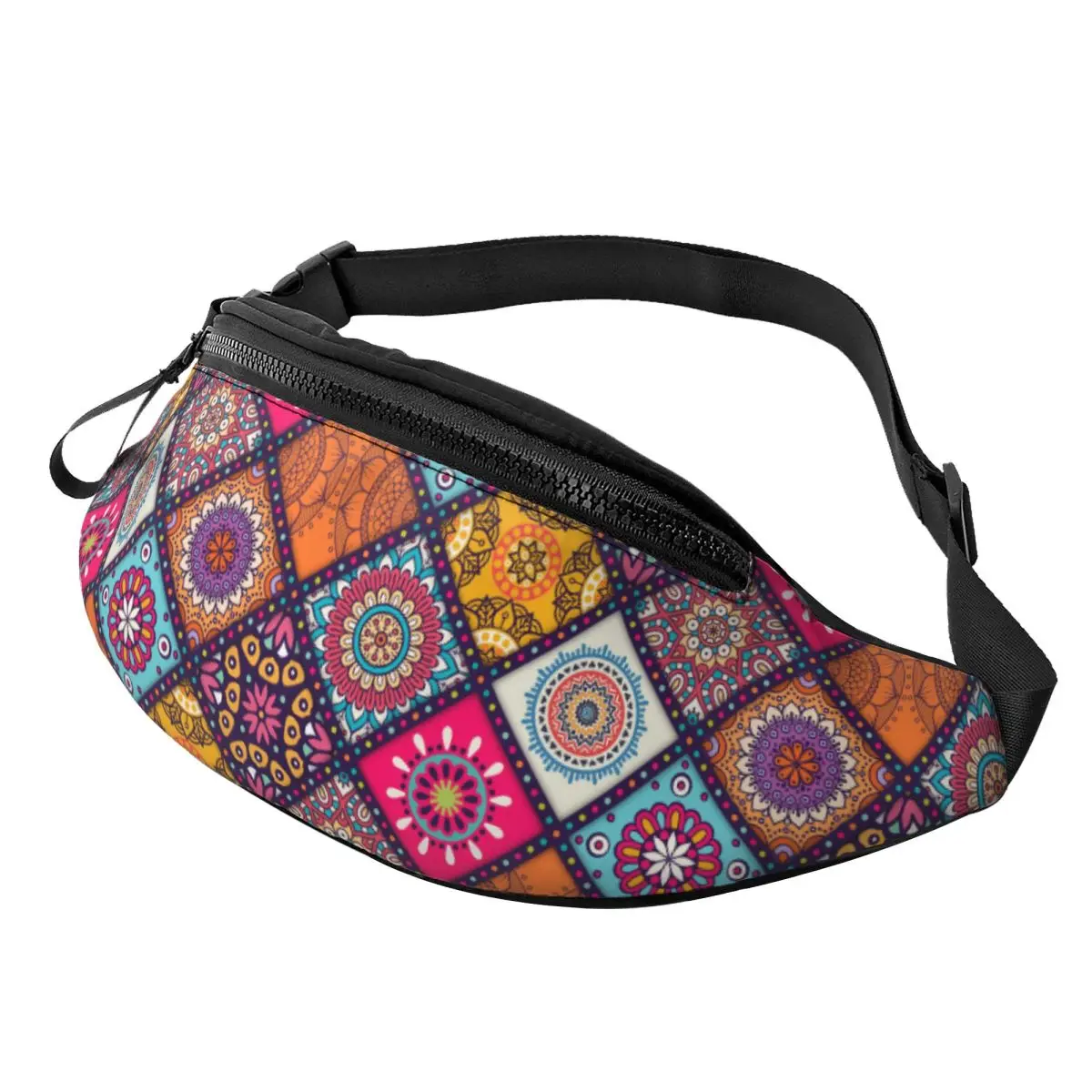 Custom Fashion Ethnic Floral Mandalas Pattern Fanny Pack for Travel Hiking Men Women Crossbody Waist Bag Phone Money Pouch