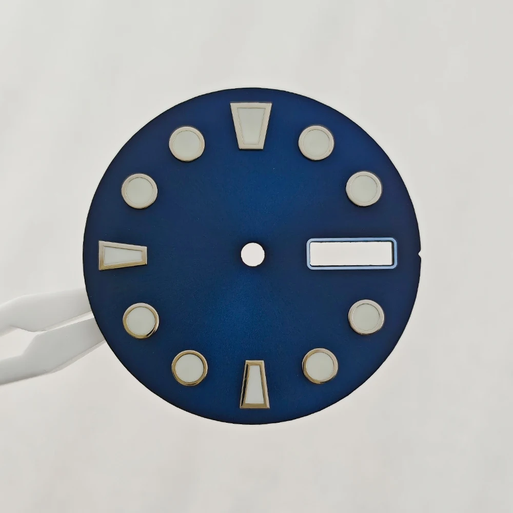 28.8mm nh36 Dial Dual Calendar Green Luminous Watch Dial Customizable Logo Watch Face Watch Parts Fit NH36 Movement