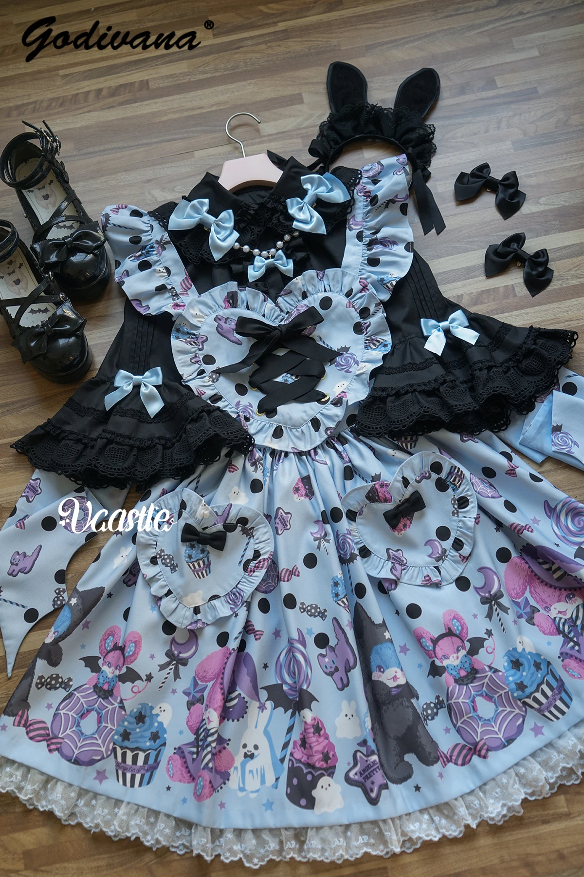 Original Lolita Half Sleeve Cotton Shirt Spring Summer Girl Women's Sweet Bow Chain Flare Sleeve Blouse Shirt Cos Inner Tops