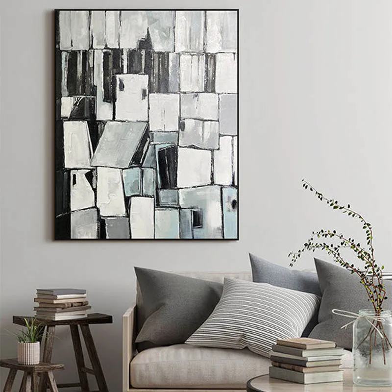 

High Art Black and White Collage Handmade Oil Painting For Home Decoration Bedroom Restaurant Living Room Mural Background Pain