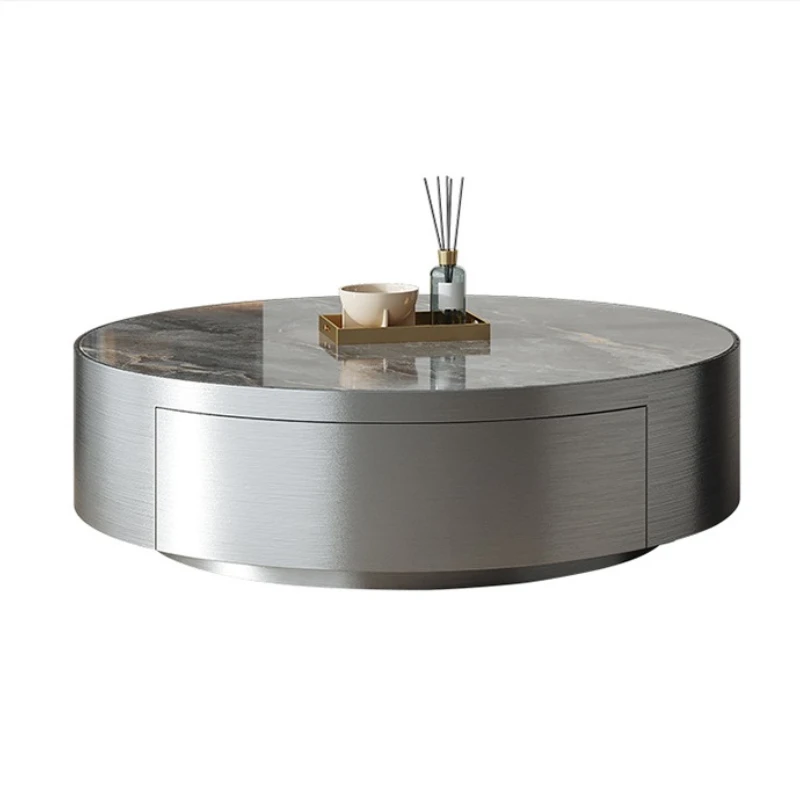 

Итальянский кофейный столик с отделкой из нержавеющей стали, набор роскошных современных круглых кофейных столов для гостиной