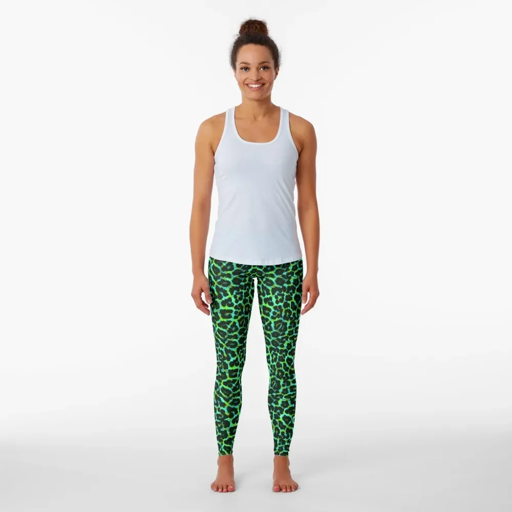 Green Leopard Print Leggings sport legging Women\'s sports pants Womens Leggings