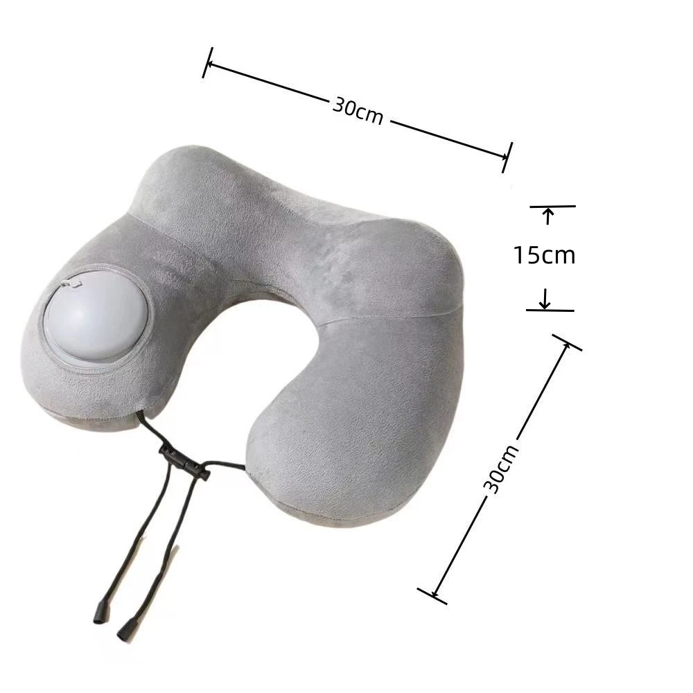Portable U-Shaped Travel Pillow Inflatable Air Cushion Neck Support for Comfortable Sleeping Press to Inflate - Travelers