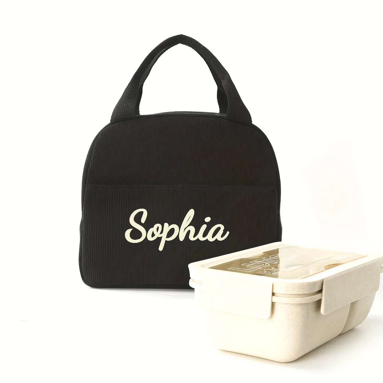 Customize Name Lunch Bag - Thermal Insulated Design Embroidered Name Stitching Great for School Season Boys & Girls Outdoor Trip