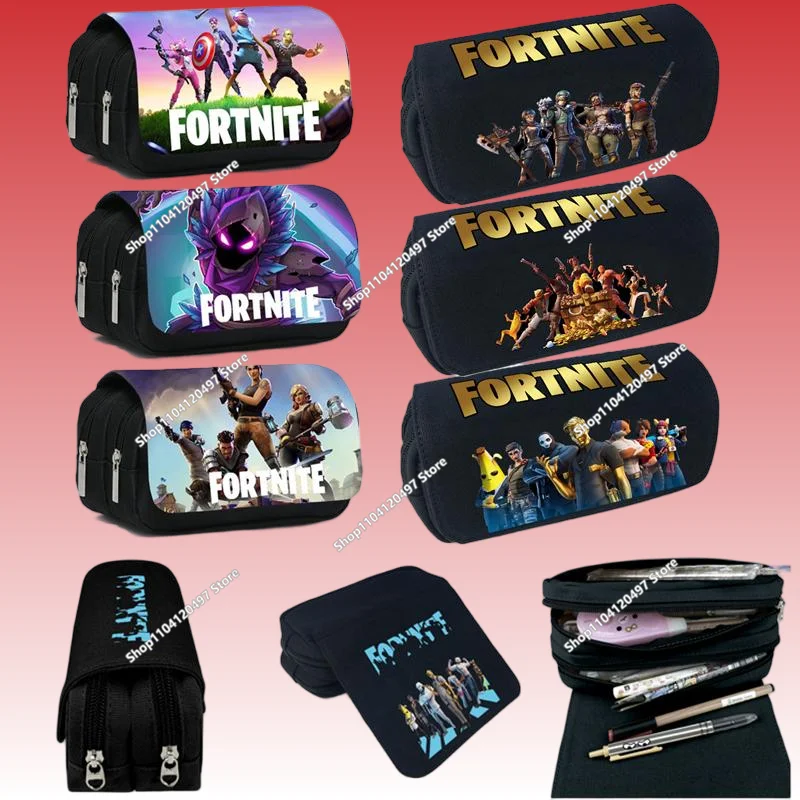 Fortnite Double-layer Pencil Bag Anime Pencil Case for Primary & Secondary School Students Stationery Box Game Peripheral
