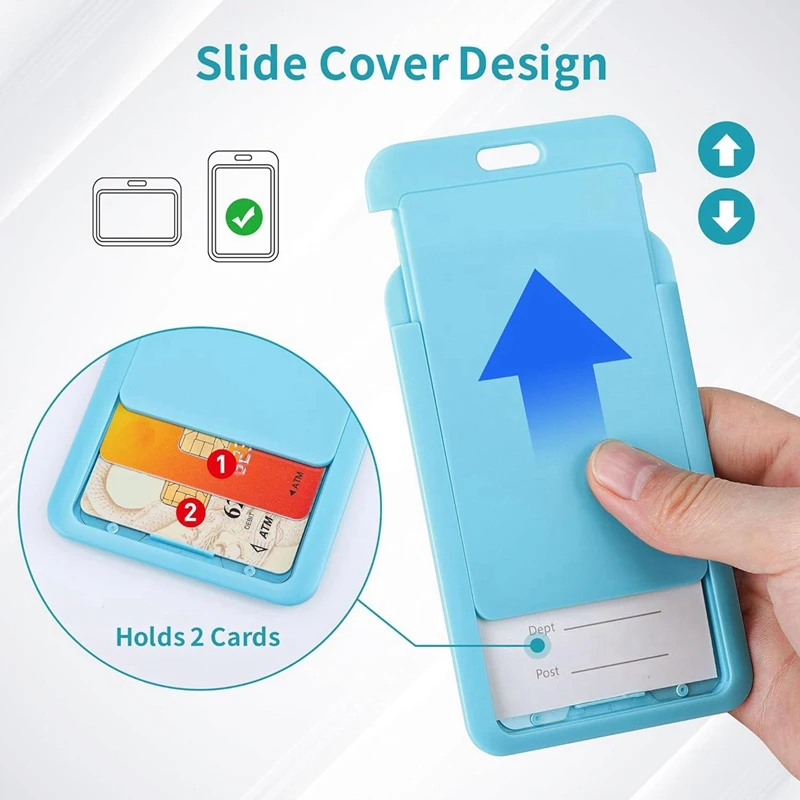 Retractable Badge Holders, Hard Plastic Sliding ID Badge Holder With Retractable Badge Reel Clips , 3 Pack