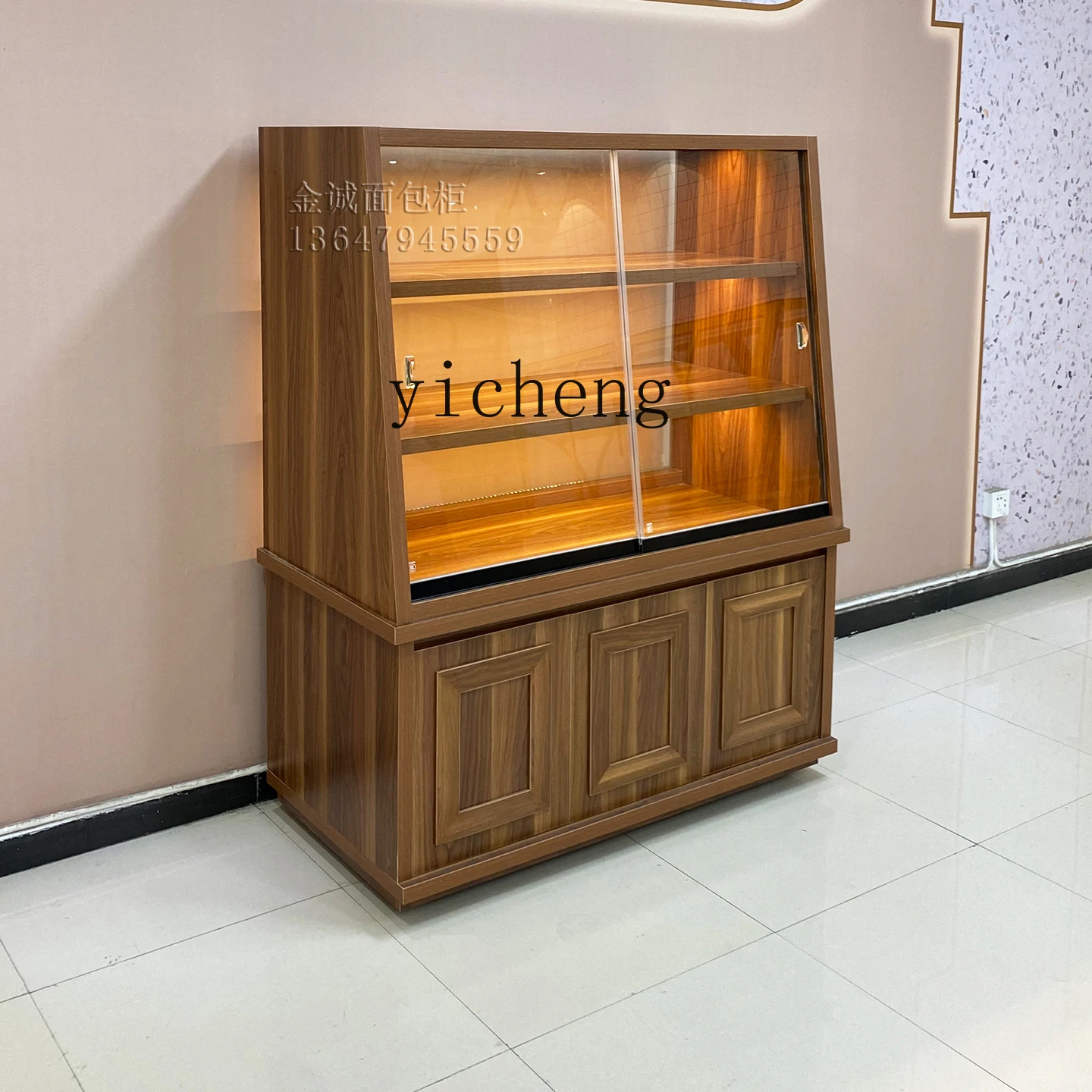 

TQH Chinese Vintage Bread Cabinet Display Cabinet Cake Pastry Shop Baking Side Island Cabinet