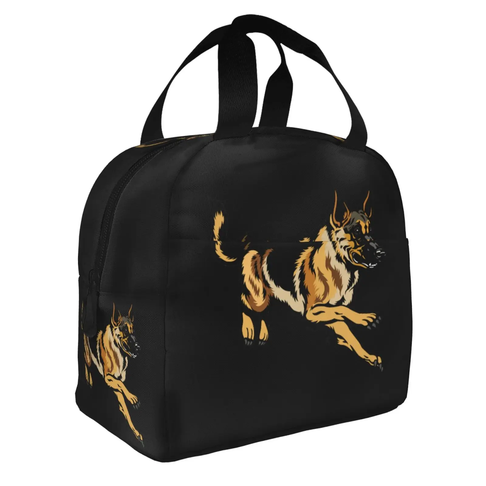 German Shepherd Print Insulated Lunch Bag for Women Men Portable Thermal Cooler Insulated Lunch Box Picnic Travel Food Tote Bags