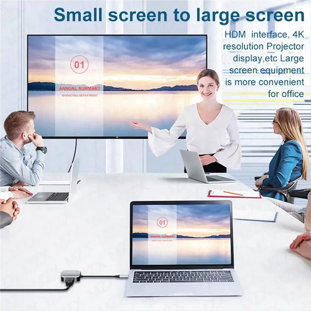 

【Сезонная распродажа】 Док-станция USB C, адаптер расширения VGA 2 в 1, совместимый с USB-C и HDMI для портативного смартфона