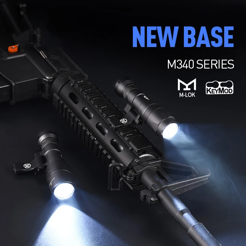Tactical M300 Flashlight M340A M340B M340C M340W Strobe Light LED Outdoor Hunting Metal Lamp With Rail Mount Adapter