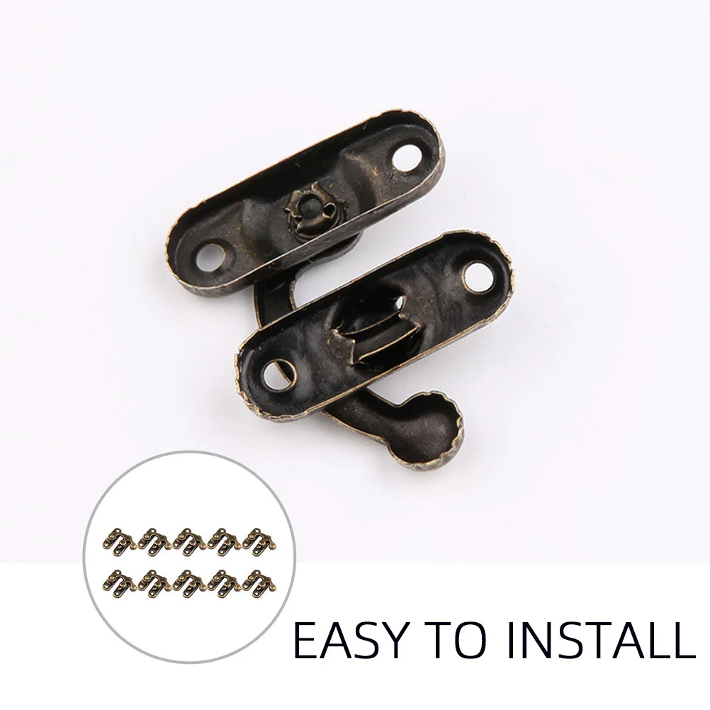 25Pcs Metal Right Latch Hook Strong Bronze Tone Box Hasp for Wooden Cases Jewelry Storage Decorative Furniture Use