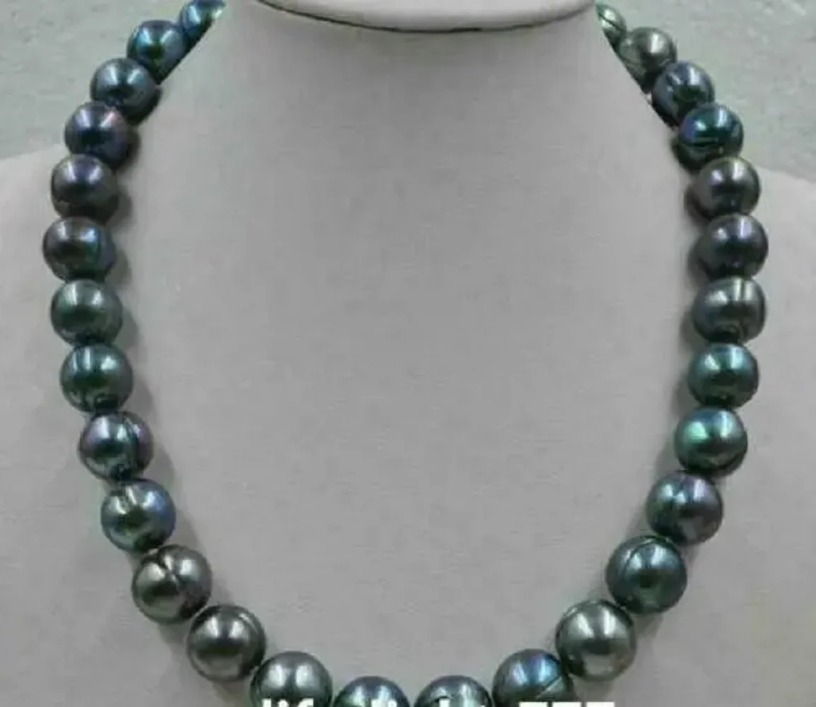 

Giant AAA+11-2mm South Sea Black Green Baroque Pearl Necklace, 14k 18 inch -30 inch