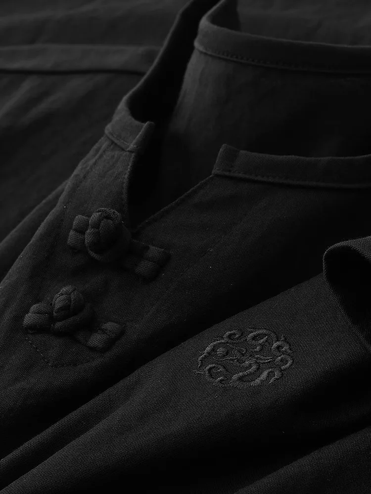 

Мужская футболка Ele Retro Dragon Embroidery из смесового хлопка с воротником «Хенли», быстросохнущая, дышащая, летняя новинка...