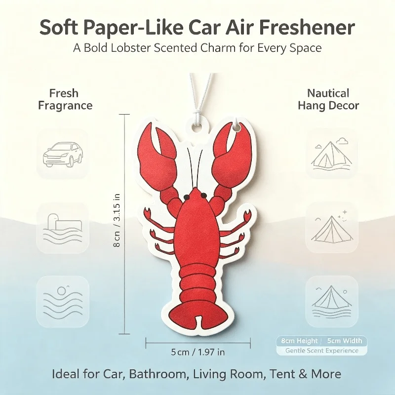 Car Air Freshener Red Lobster Ocean Coastal Theme Hanging Scent Card for Car Rearview Mirror Decor Ornament Gift