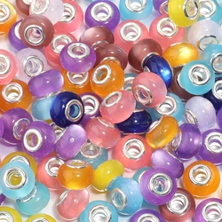 20pcs Glossy Resin Beads Imitation Cat Eye Stone Large Hole Charms Bead for DIY Bracelet Necklace Jewelry Making Accessories