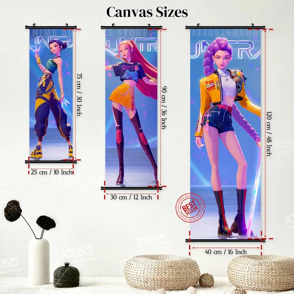 Personaggio anime per KPop Demon Hunters Wall Art Canvas Scrolls Immagine Stampa Decorazione della casa Appeso dipinto Soggiorno Poster