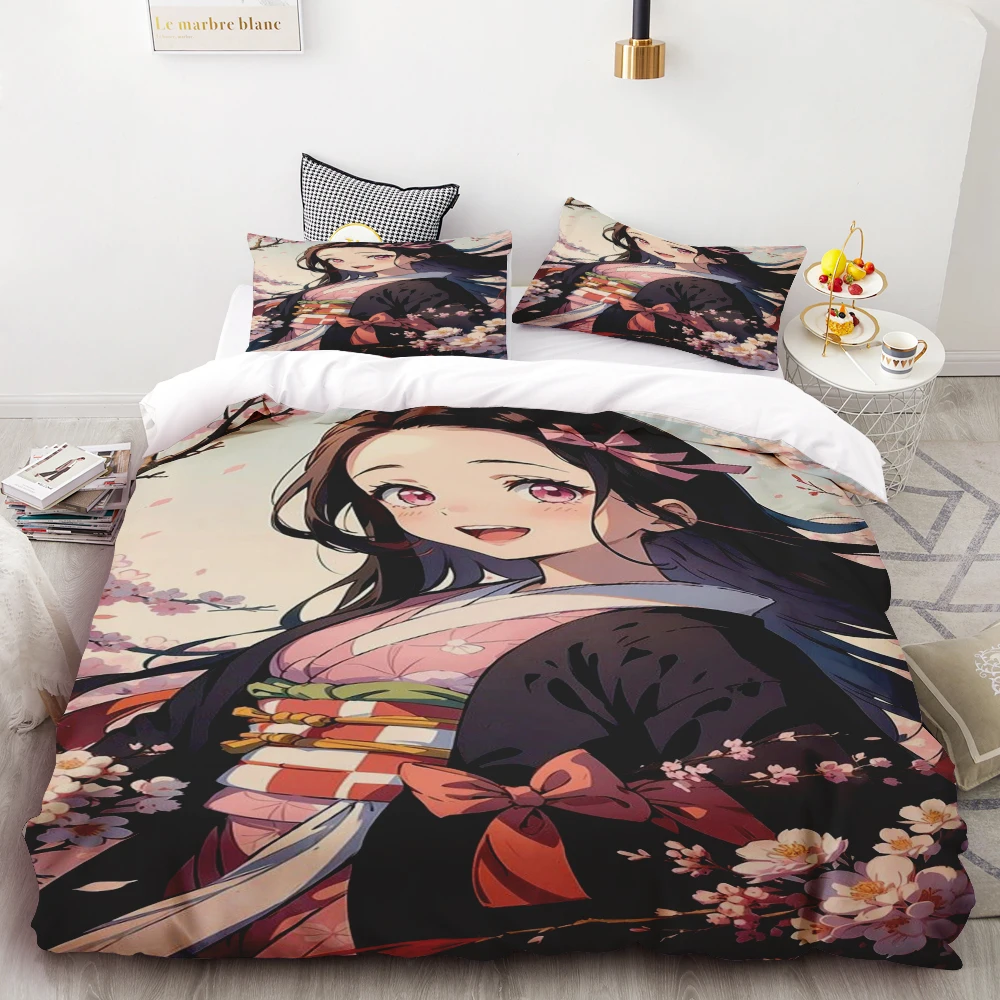 

Duvet Covers Japan Anime 3D Printed Kawaii Demon Slayer Bedding Set Duvet Covers Comforter Bedding Sets Bedclothes Bed Home