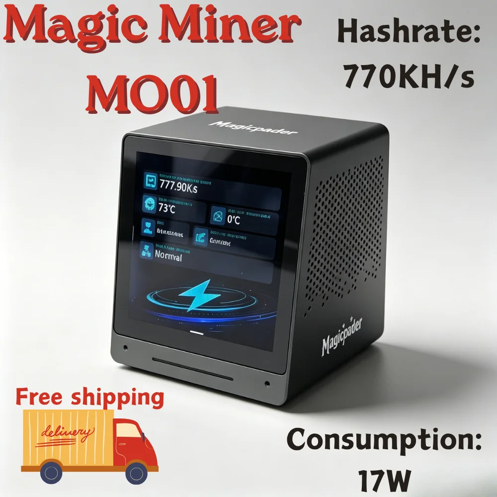 Magicminer MO01 770KH/s Touch Screen Bitcoin Miner, All-in-One SHA256 BTC Solo Miner Bluetooth Speaker Alarm Clock Stock Market