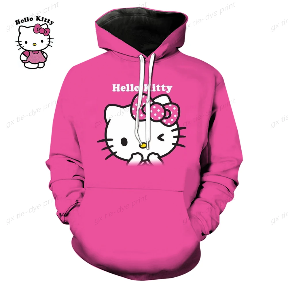 Y2K Style Women\'s Hoodie Clothes with Lots of Korean Reviews Cute Sanrio Hello Kitty Print Sweatshirt Fashionable Harajuku Stree