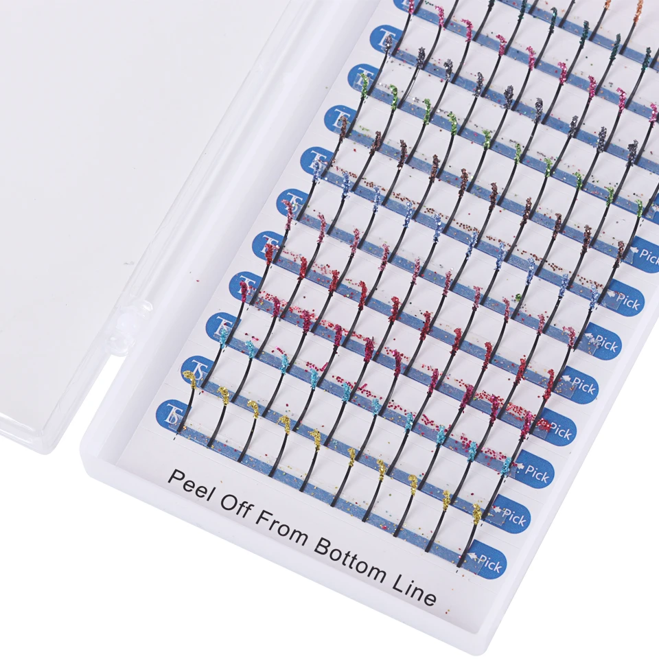 THINKSHOW Glitter Individual Eyelash Extension Color Cilias Mix Rainbow Colors Eyelashes Cosplay Party Lash Makeup Tool