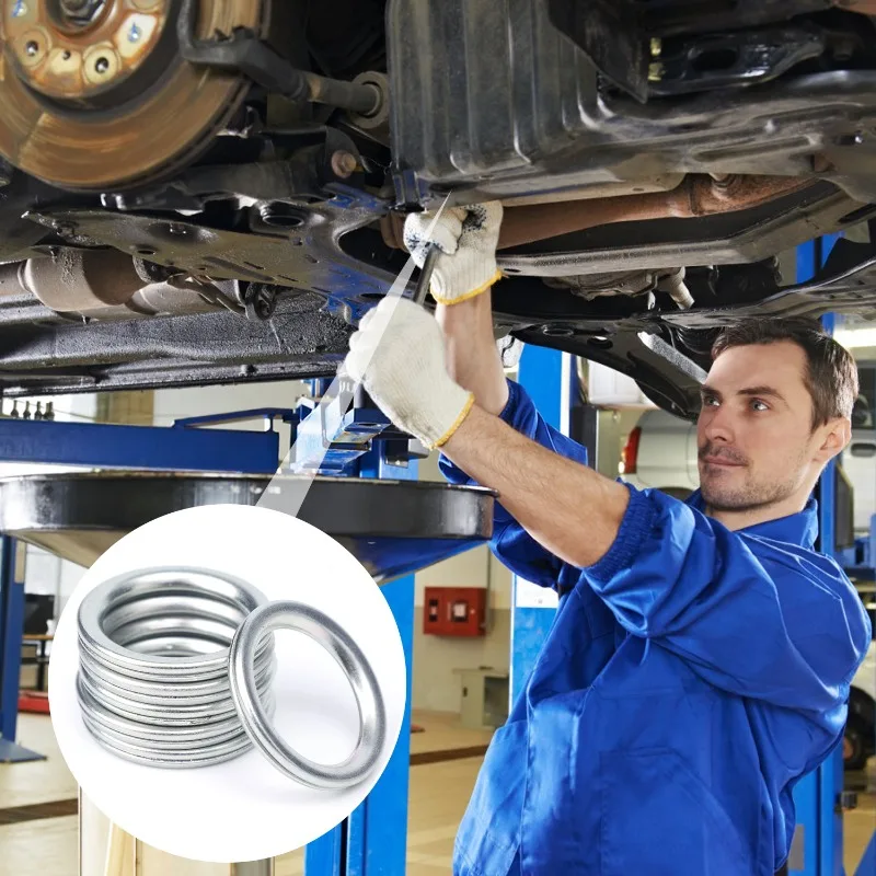 100-10pcs Car Oil Pan Oil Drain Screw Gasket Iron Drain Bolts and Sealing Gaskets Kit for Hyundai Kia Volvo Mitsubishi MD050317 - Image 6