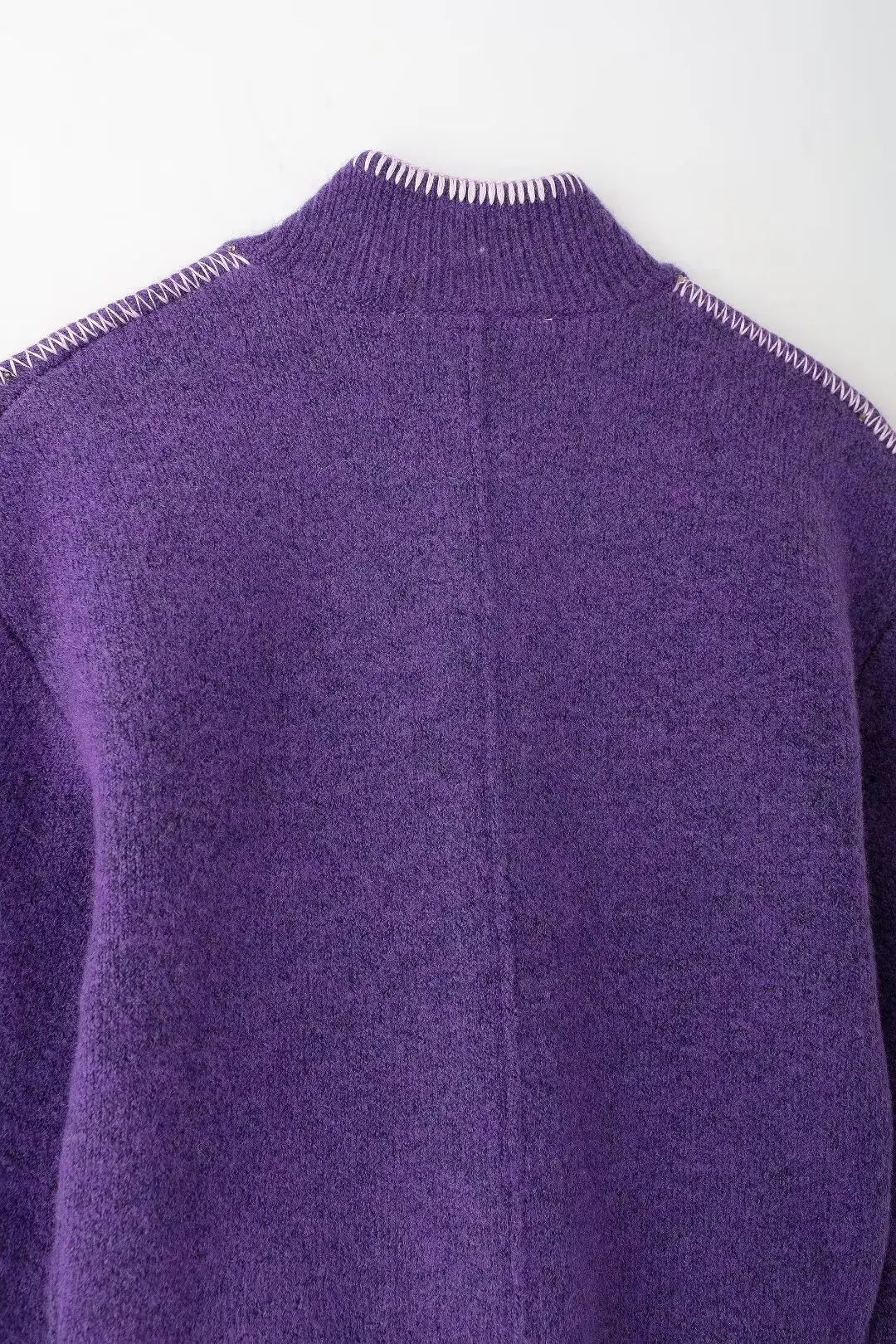 Tangada 2024 Women Elegant Purple Cardigan Sweaters Buttons Long Sleeve Female Crop Jumper 3H0822