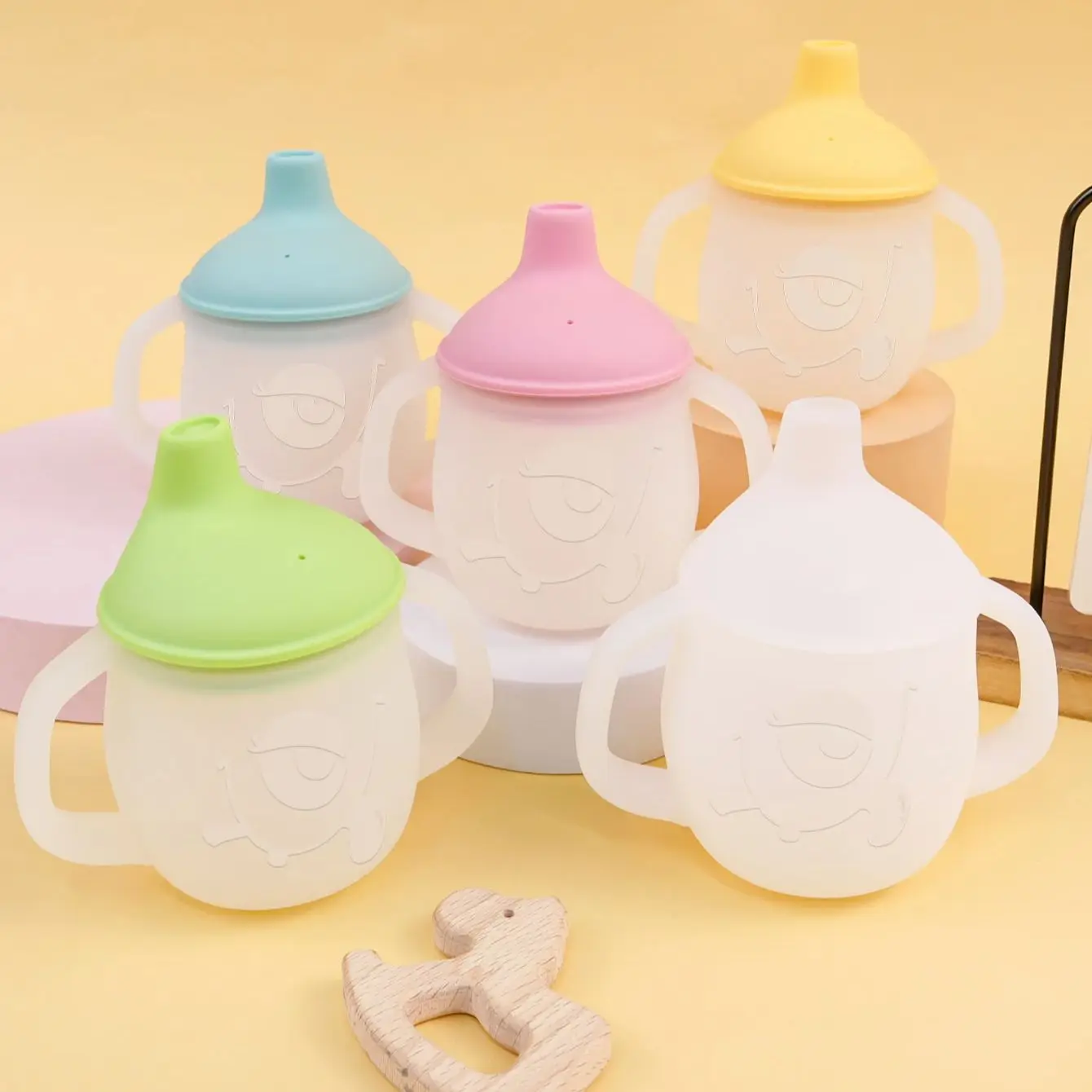 

TYRY.HU Newborn Learning Hand Shank Bottles Silicone Tableware Toddler Water Bottle Portable BPA Free Baby Feeding Drinkware Cup