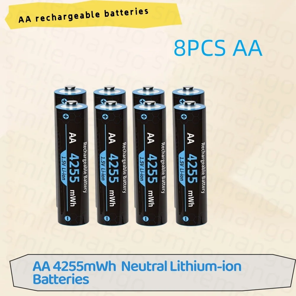 1.5V Oplaadbare Lithium Batterij AA 4255mWh/AAA 1100mWh Batterijen Hoge Capaciteit 1.5V Batterij voor Muis Afstandsbediening