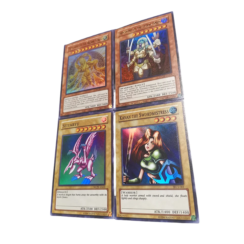 4PC/Set Anime Yu-Gi-Oh DIY ACG Premium Flash Card Boys Battle Game Toys Collectible Cards Christmas Birthday Gifts Board Game