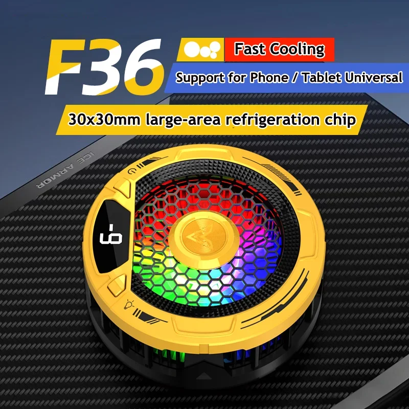 2025 NEW F36 Semiconductor PUBG Cooler W/ RGB Colorful Efficient Light Magnetic Cooling Radiator for PUBG Gaming Cool Heat Sink