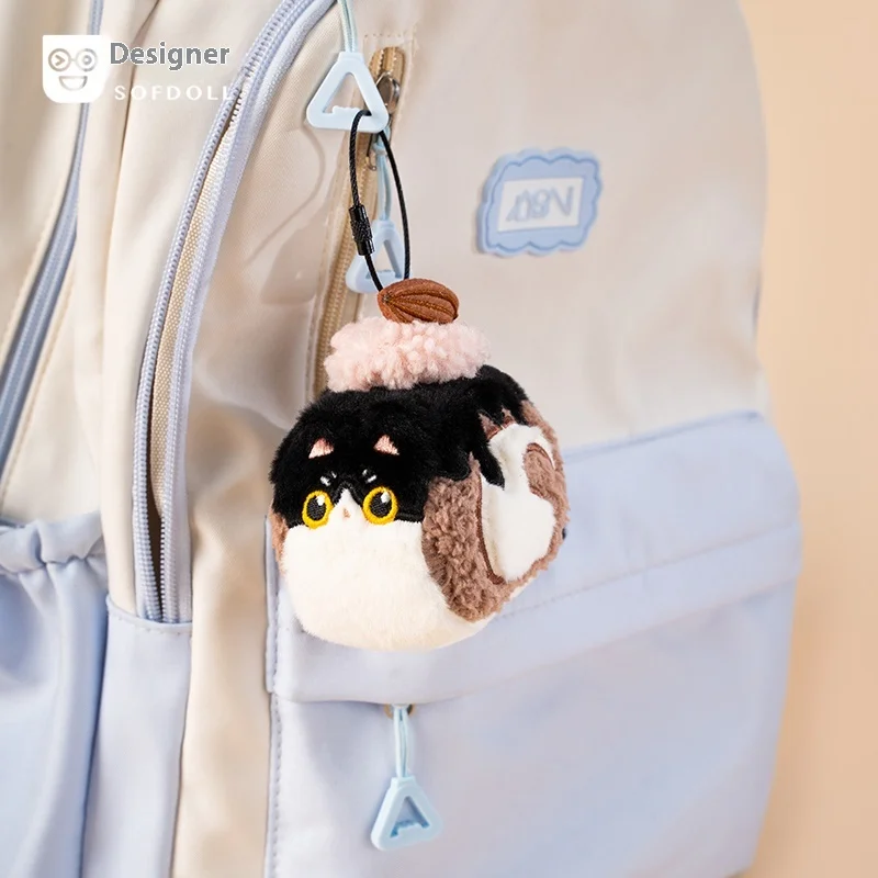 Portachiavi originale in peluche con gatto svizzero Sofdoll, simpatico ciondolo pasticceria con gattino per borsa zaino, regalo per coppie Kawaii