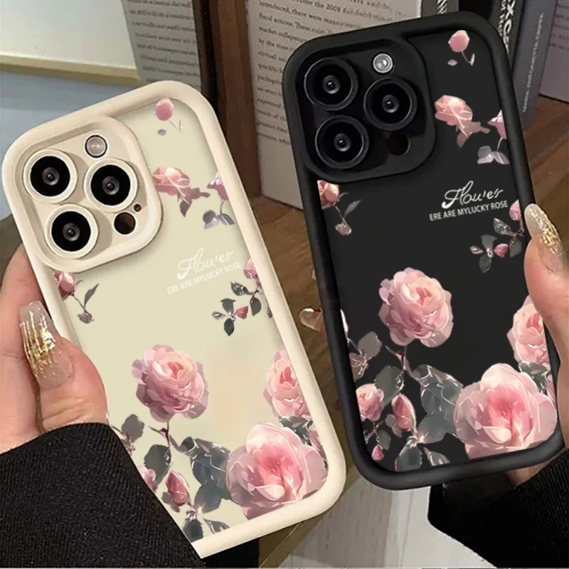 Rosa flores caso de telefone para oppo a3 a5 pro a5x a9 a5 a31 a38 a18 a54 a60 a16 a16s a35 a36 a57 a17 a58 a78 a98 embalagem capa macia