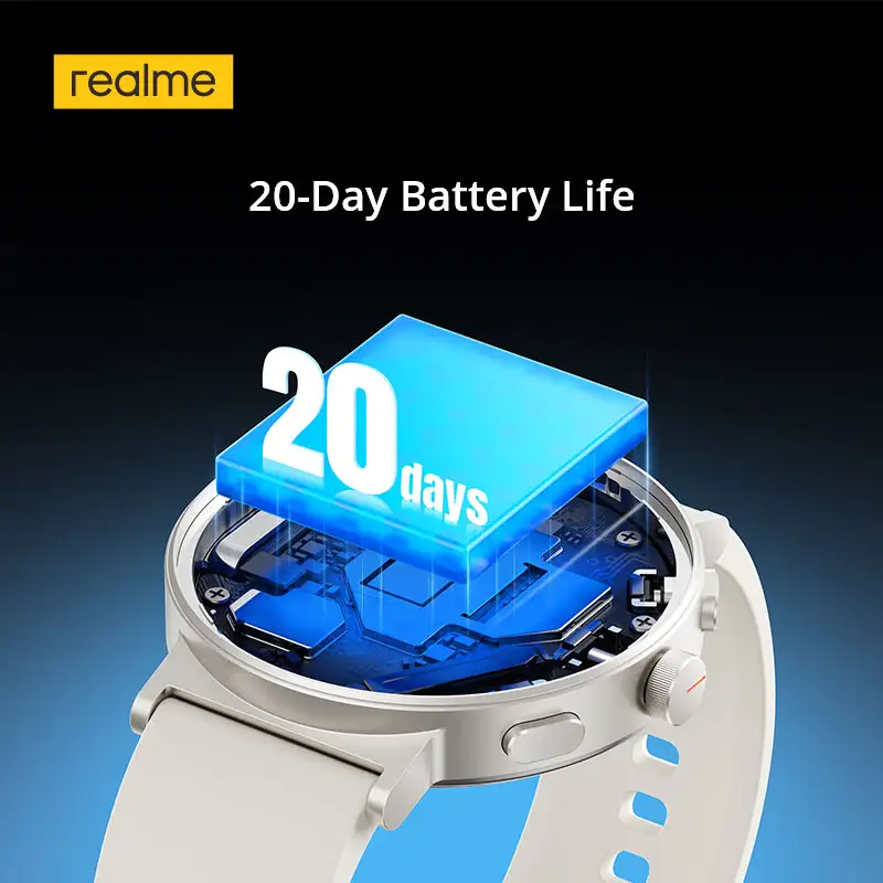 ساعة realme Watch S5 الذكية بشاشة 1.43 بوصة AMOLED ومقاومة للماء حتى 50 متر وعمر بطارية 20 يوم و110 وضع رياضي - 4