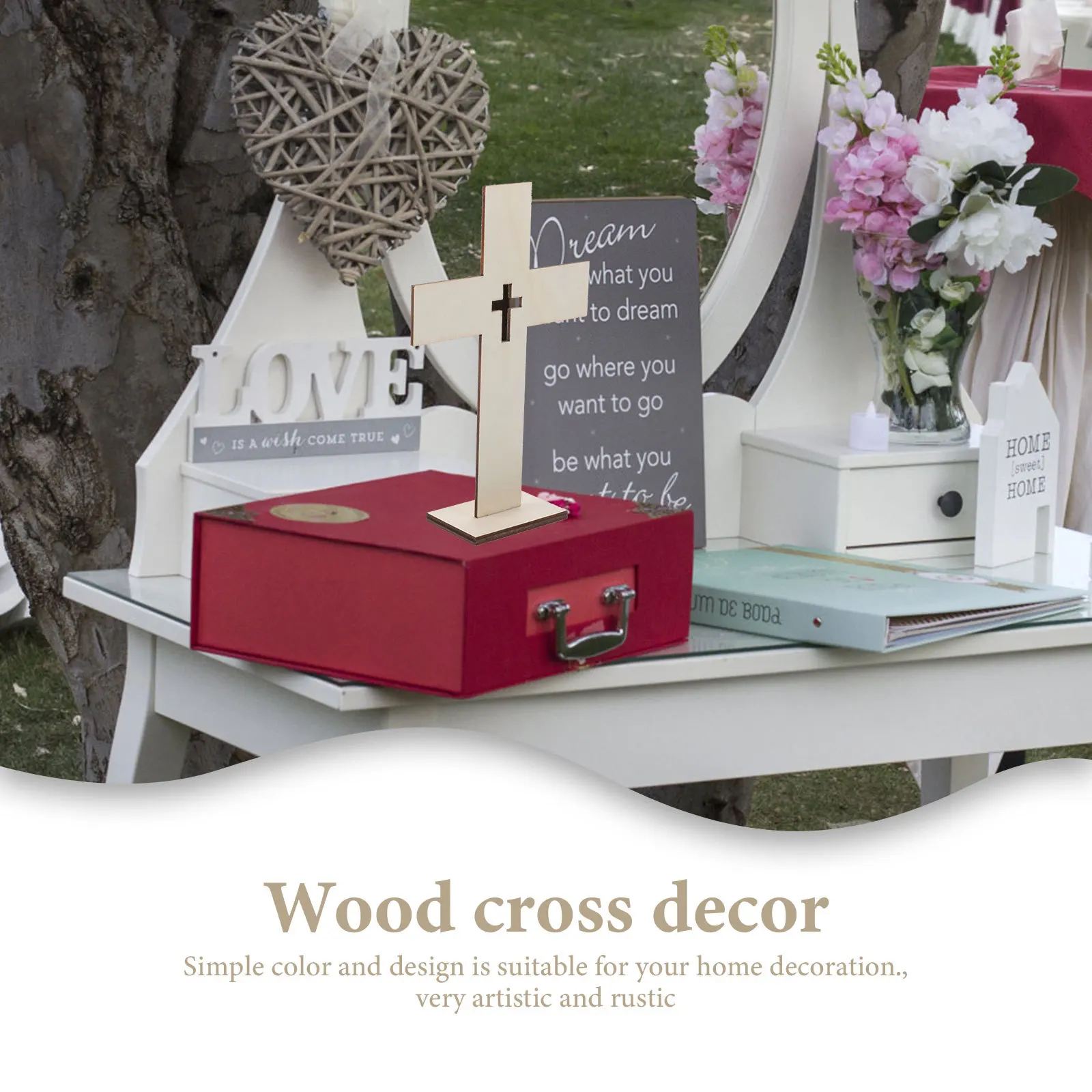 

10pcs Cross Ornaments 17x11CM Decorative Catholic Rustic Religious Decorative Wood Cross Wedding Home Party