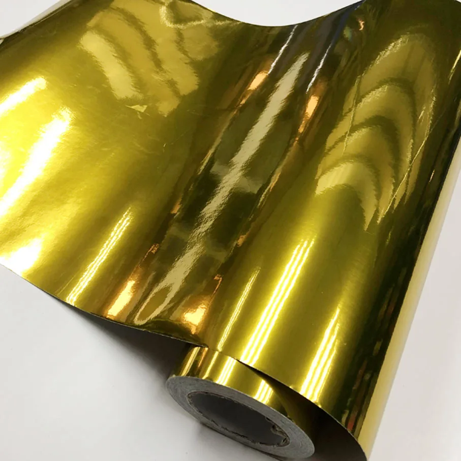 7 Sizes High Stretchable Gold Chrome Mirror Flexible Vinyl Wrap Sheet Roll Film Car Sticker Decal Sheet - view 4