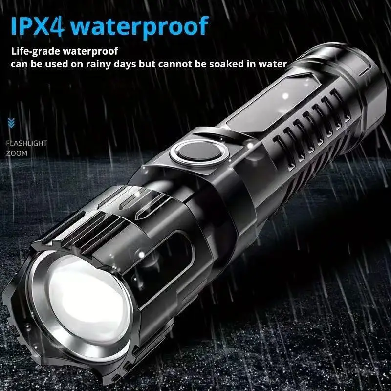 New High-power Led Flashlight USB Rechargeable Torch Zoomable Light with Built-in Battery Camping Hiking Lantern Emergency Lamp view 6