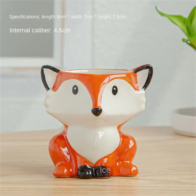 Ceramic Animal Flower Pot Cartoon Fox Zebra Sheep Cow Mini Pot Succulents Plants Bonsai Pots Vintage Vase Home Garden Decoration