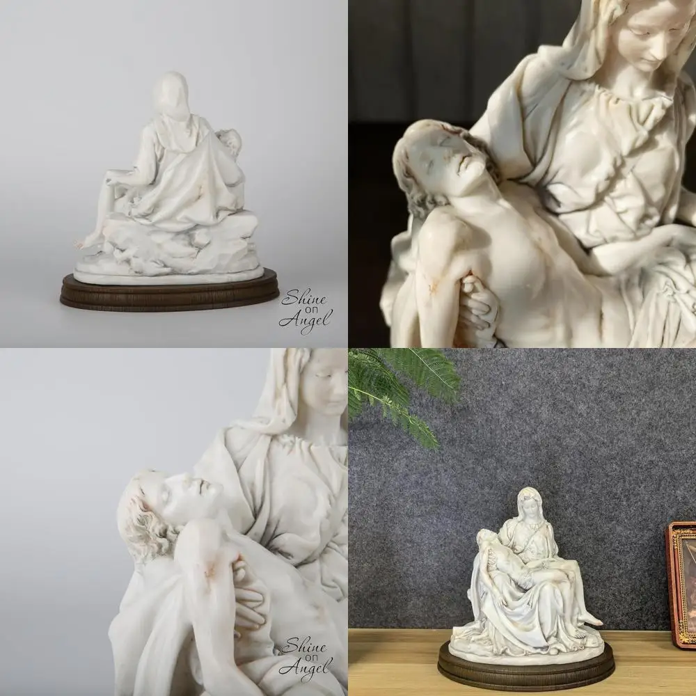 

10 Hand-Painted Marble-Finish Replica of Michelangelo's Pietà: Jesus & Madonna Renaissance Art for Home