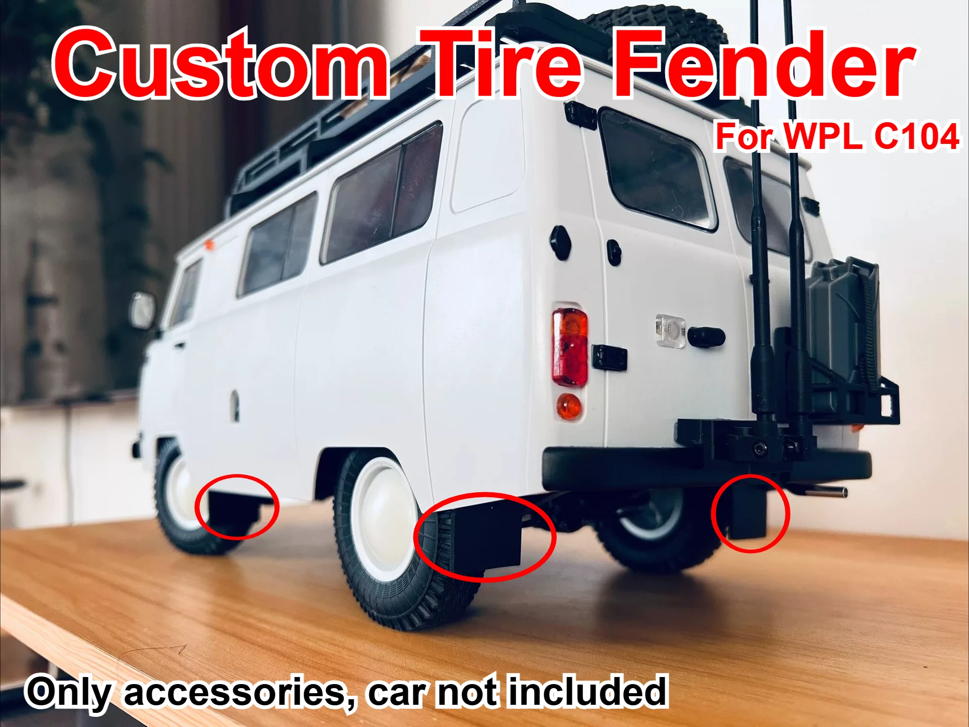 For WPL C104 1/12 RC Van Vehicle Tire Fender Custom Model Number Decorative Styling Parts Decor Upgrade Accessories