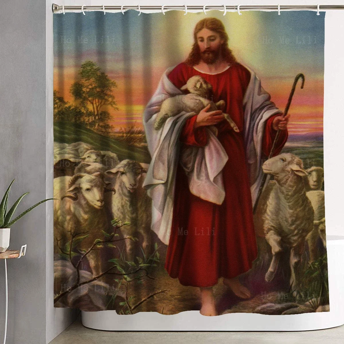 Gesù cristo il buon pastore santo immortale grazia Vintage religione cristiana tende da doccia