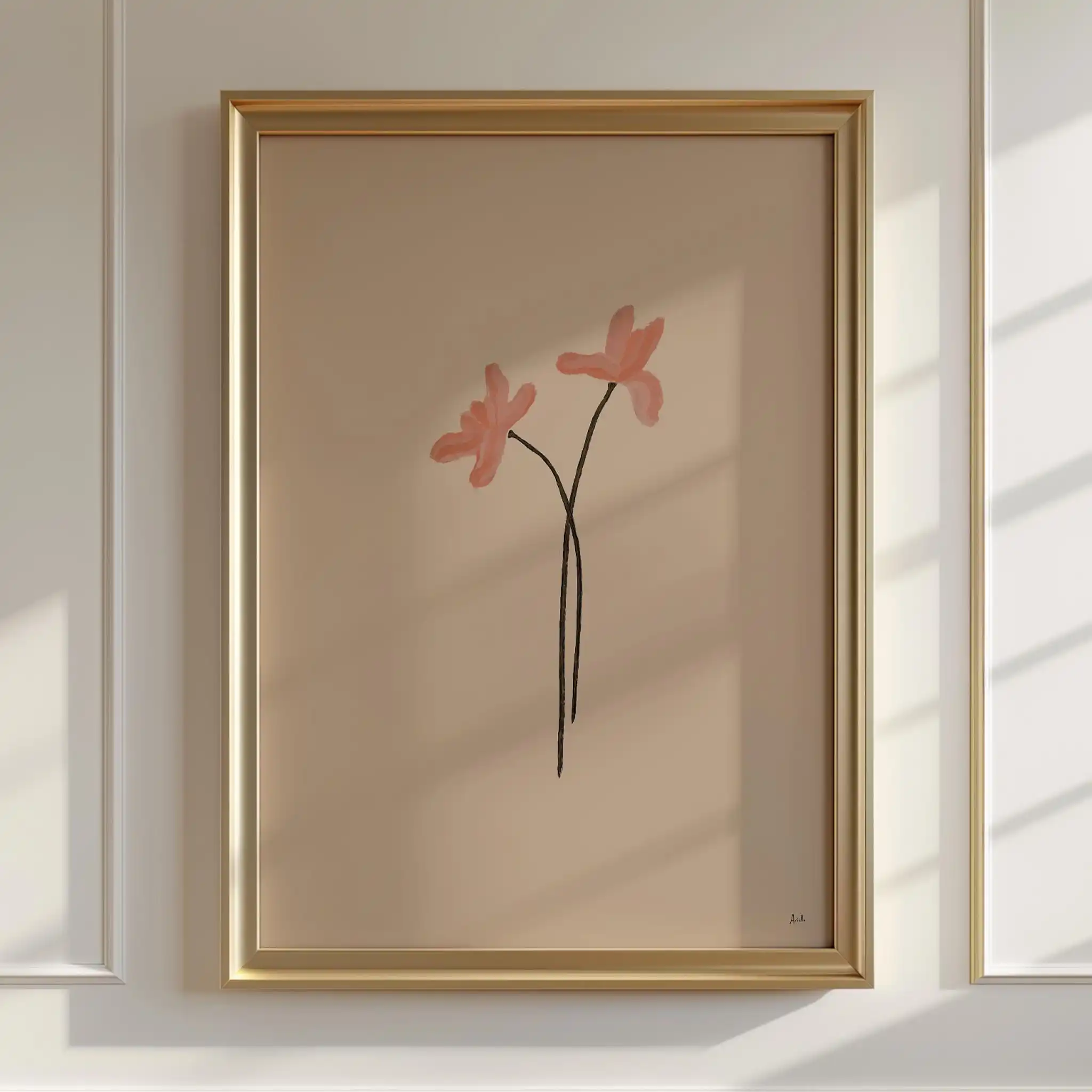 Minimalist Floral Print Vintage-Inspired Wall Art Terra Cotta Home Decor,Simple Home Decoration Painting Flowers Plants Poster