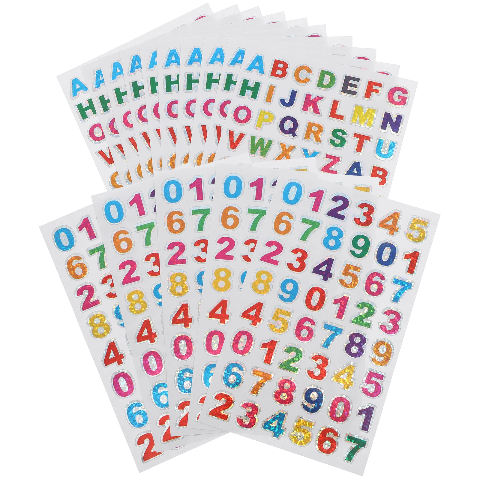 

20 Sheets Colorful Alphabet Stickers Glitter Letter Decals for Crafts Decoration Kids Learning File Label Tags Peel Stick