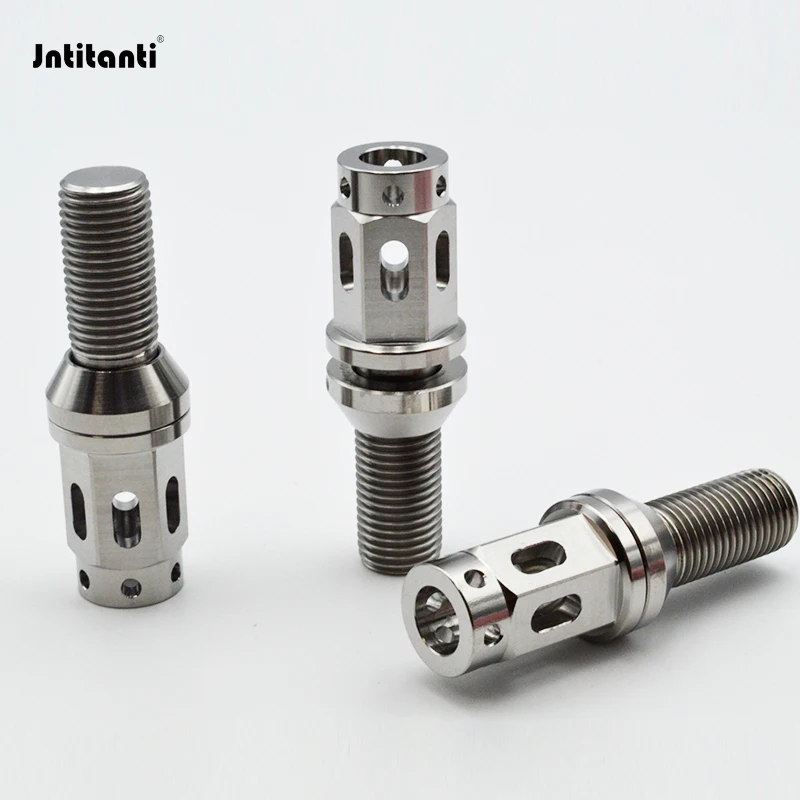 Jntitanti Extended Holes 17mm Hex Head Floating Cone Seat Gr.5 Titanium Wheel Bolt M14x1.5 for European Cars Wheel Locking