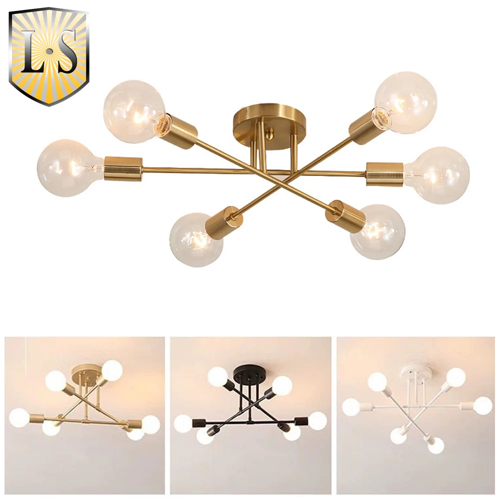 

Modern Creative Pendant Light Golden Sinple Nordic Lights Minimalist Personality Ceiling Lamp Branch Magiv Bean for Bedroom Loft