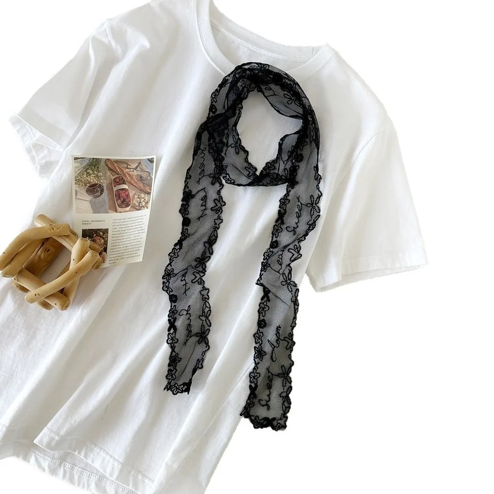 

Длинный кружевной пояс, французский кружевной полый пояс с цветочной вышивкой и бантом, тонкий дизайн, многофункциональный тонкий пояс для платья